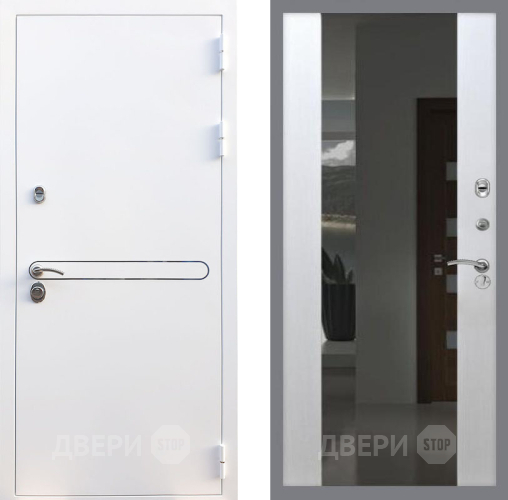 Входная металлическая Дверь Рекс (REX) 27 СБ-16 Зеркало Белый ясень в Апрелевке