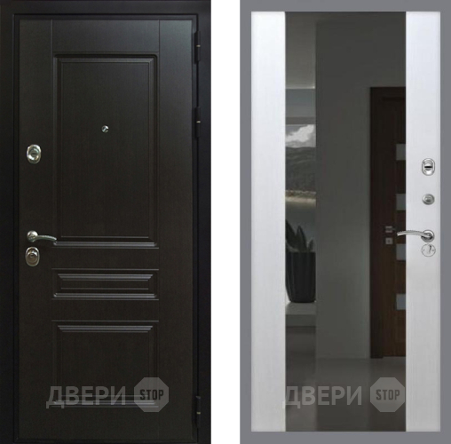 Входная металлическая Дверь Рекс (REX) Премиум-Н СБ-16 Зеркало Белый ясень в Апрелевке