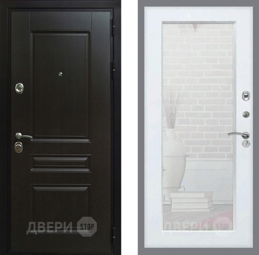 Входная металлическая Дверь Рекс (REX) Премиум-Н Зеркало Пастораль Белый ясень в Апрелевке