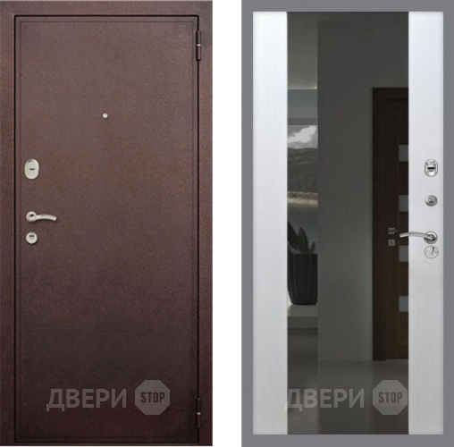 Входная металлическая Дверь Рекс (REX) 2 Медный Антик СБ-16 Зеркало Белый ясень в Апрелевке