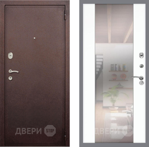 Входная металлическая Дверь Рекс (REX) 2 Медный Антик СБ-16 Зеркало Силк Сноу в Апрелевке