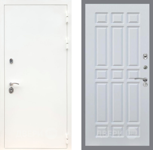 Входная металлическая Дверь Рекс (REX) 5 Белая Шагрень FL-33 Белый ясень в Апрелевке