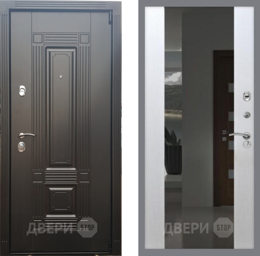 Входная металлическая Дверь Рекс (REX) 9 СБ-16 Зеркало Белый ясень в Апрелевке
