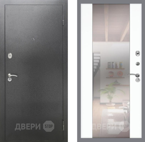 Входная металлическая Дверь Рекс (REX) 2А Серебро Антик СБ-16 Зеркало Силк Сноу в Апрелевке
