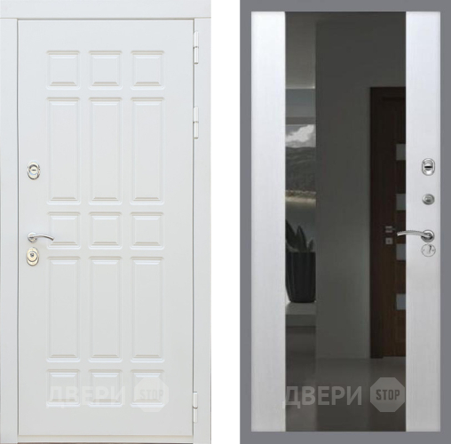 Входная металлическая Дверь Рекс (REX) 8 Силк Сноу СБ-16 с Зеркалом Лиственница беж в Апрелевке