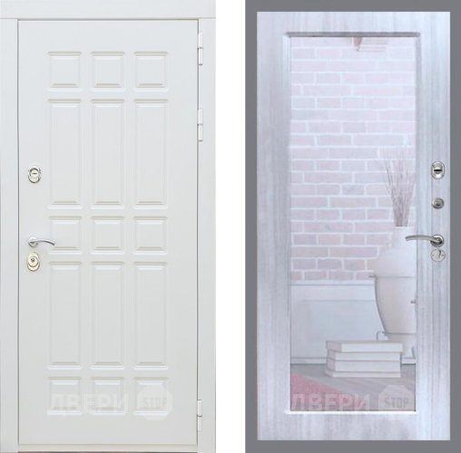 Входная металлическая Дверь Рекс (REX) 8 Силк Сноу Зеркало Пастораль Сандал белый в Апрелевке