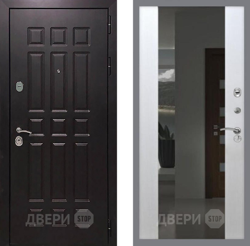Входная металлическая Дверь Рекс (REX) 8 СБ-16 Зеркало Белый ясень в Апрелевке