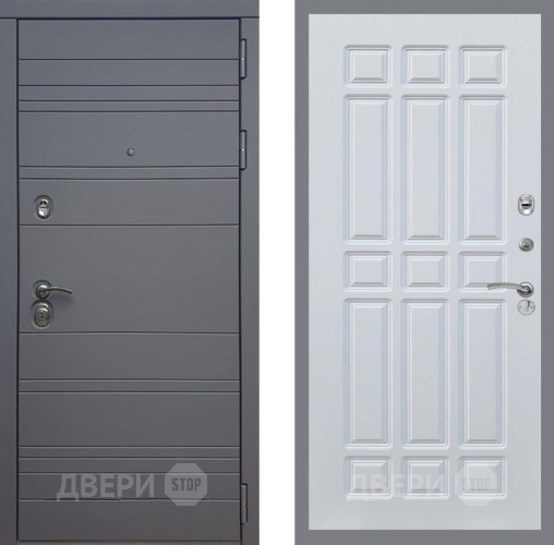 Входная металлическая Дверь Рекс (REX) 14 силк титан FL-33 Белый ясень в Апрелевке