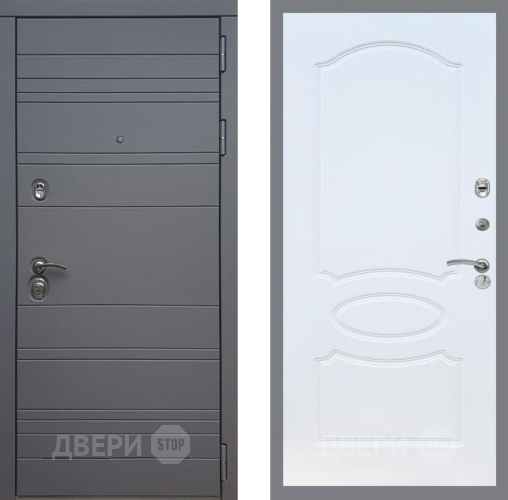Входная металлическая Дверь Рекс (REX) 14 силк титан FL-128 Белый ясень в Апрелевке