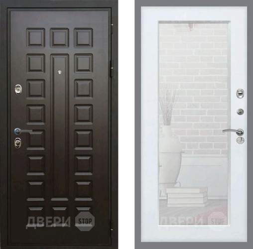 Входная металлическая Дверь Рекс (REX) Премиум 3к Зеркало Пастораль Белый ясень в Апрелевке