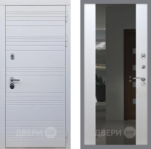 Входная металлическая Дверь Рекс (REX) 14 Силк Сноу СБ-16 Зеркало Белый ясень в Апрелевке