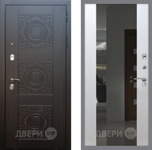 Входная металлическая Дверь Рекс (REX) 10 СБ-16 Зеркало Белый ясень в Апрелевке