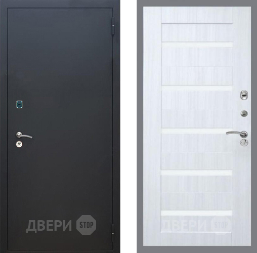 Входная металлическая Дверь Рекс (REX) 1A Черный Муар СБ-14 стекло белое Сандал белый в Апрелевке