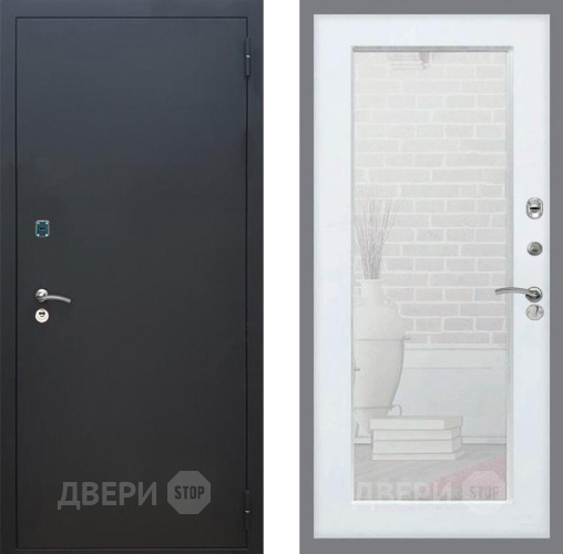 Входная металлическая Дверь Рекс (REX) 1A Черный Муар Зеркало Пастораль Белый ясень в Апрелевке