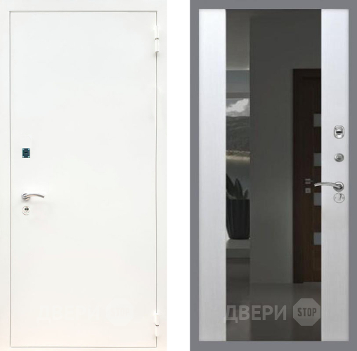 Дверь Рекс (REX) 1А Белая шагрень СБ-16 Зеркало Белый ясень в Апрелевке