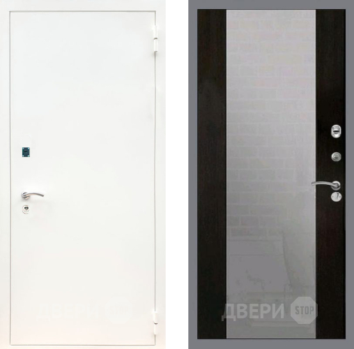 Входная металлическая Дверь Рекс (REX) 1А Белая шагрень СБ-16 Зеркало Венге в Апрелевке