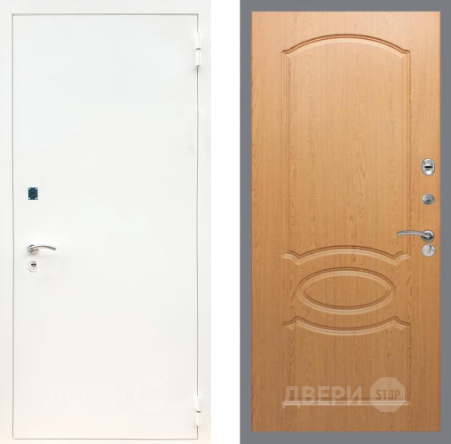 Входная металлическая Дверь Рекс (REX) 1А Белая шагрень FL-128 Дуб в Апрелевке