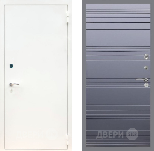 Входная металлическая Дверь Рекс (REX) 1А Белая шагрень Line Силк титан в Апрелевке