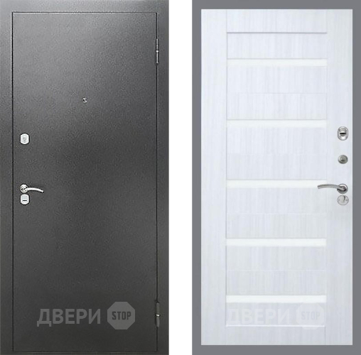 Входная металлическая Дверь Рекс (REX) Сити СБ-14 стекло белое Сандал белый в Апрелевке