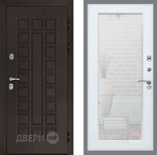 Входная металлическая Дверь Рекс (REX) Сенатор 3К Зеркало Пастораль Белый ясень в Апрелевке