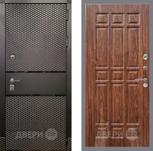 Входная металлическая Дверь Рекс (REX) 15 Черный Кварц FL-33 орех тисненый в Апрелевке