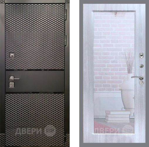 Входная металлическая Дверь Рекс (REX) 15 Черный Кварц Зеркало Пастораль Сандал белый в Апрелевке
