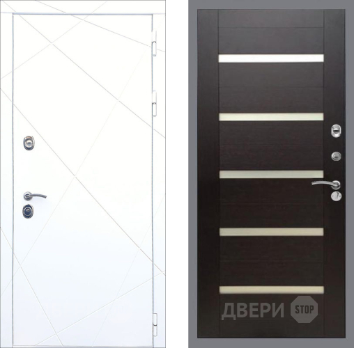Входная металлическая Дверь Рекс (REX) 13 Силк Сноу СБ-14 стекло белое венге поперечный в Апрелевке