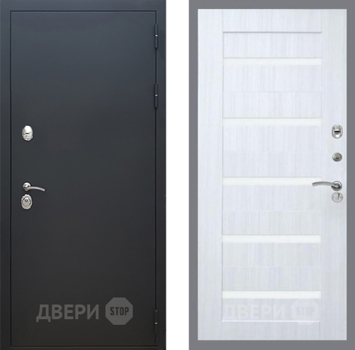 Входная металлическая Дверь Рекс (REX) 5 Черный Муар СБ-14 стекло белое Сандал белый в Апрелевке