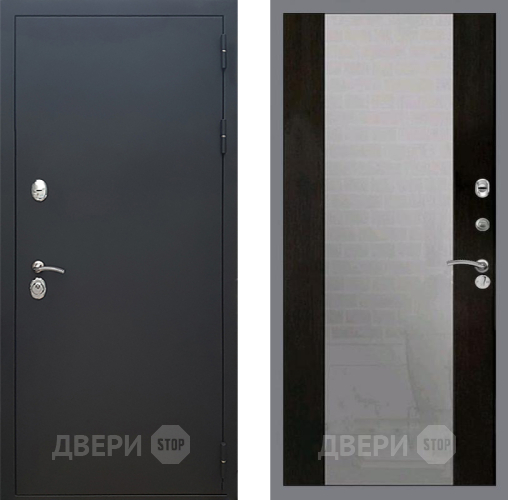 Входная металлическая Дверь Рекс (REX) 5 Черный Муар СБ-16 Зеркало Венге в Апрелевке