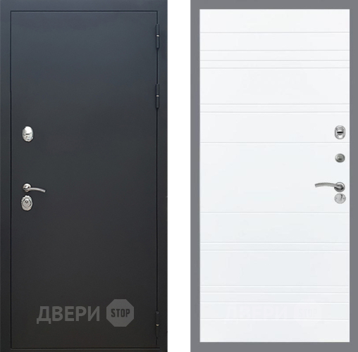 Входная металлическая Дверь Рекс (REX) 5 Черный Муар Line Силк Сноу в Апрелевке