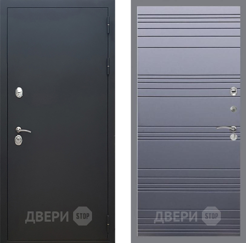 Входная металлическая Дверь Рекс (REX) 5 Черный Муар Line Силк титан в Апрелевке