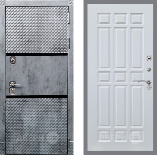 Входная металлическая Дверь Рекс (REX) 15 Бетон Темный FL-33 Белый ясень в Апрелевке