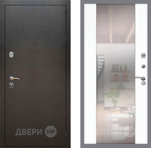Входная металлическая Дверь Рекс (REX) 5 Серебро Антик СБ-16 Зеркало Силк Сноу в Апрелевке