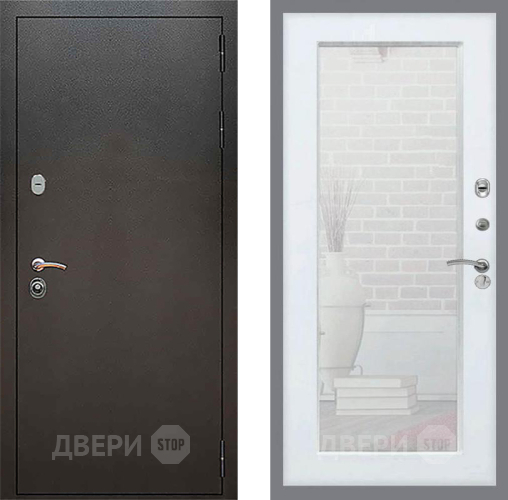 Входная металлическая Дверь Рекс (REX) 5 Серебро Антик Зеркало Пастораль Белый ясень в Апрелевке