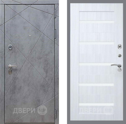 Входная металлическая Дверь Рекс (REX) 13 Бетон Темный СБ-14 стекло белое Сандал белый в Апрелевке