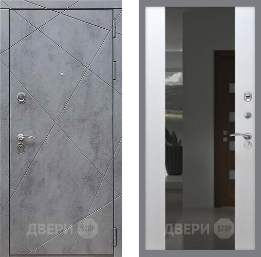 Входная металлическая Дверь Рекс (REX) 13 Бетон Темный СБ-16 Зеркало Белый ясень в Апрелевке