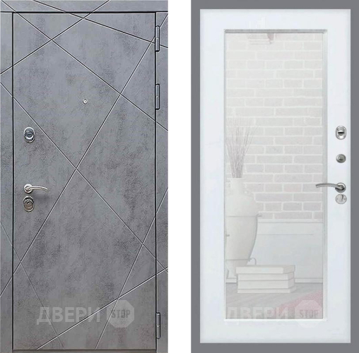 Входная металлическая Дверь Рекс (REX) 13 Бетон Темный Зеркало Пастораль Белый ясень в Апрелевке