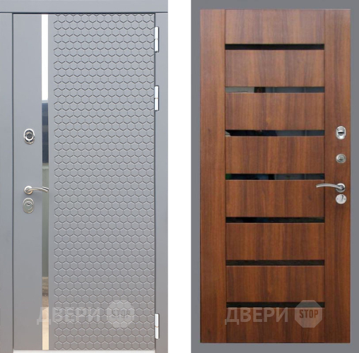 Входная металлическая Дверь Рекс (REX) 24 СБ-14 стекло черное Орех бренди в Апрелевке