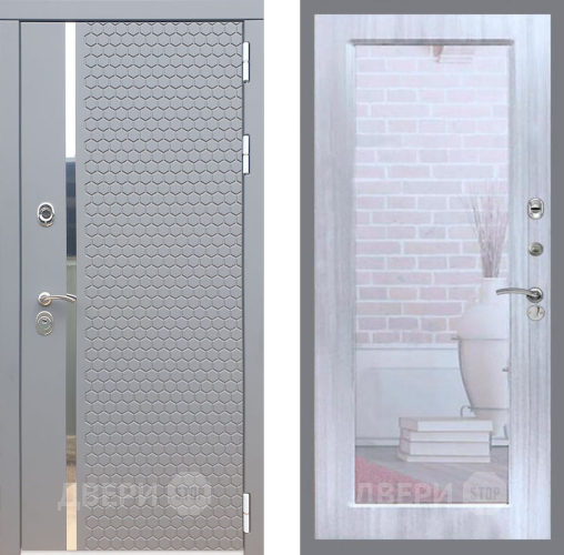 Входная металлическая Дверь Рекс (REX) 24 Зеркало Пастораль Сандал белый в Апрелевке