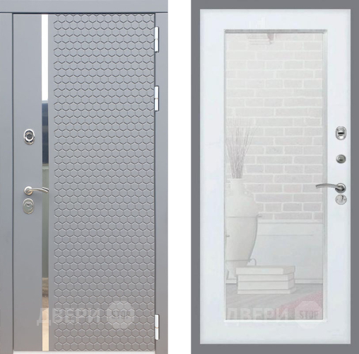 Входная металлическая Дверь Рекс (REX) 24 Зеркало Пастораль Силк Сноу в Апрелевке