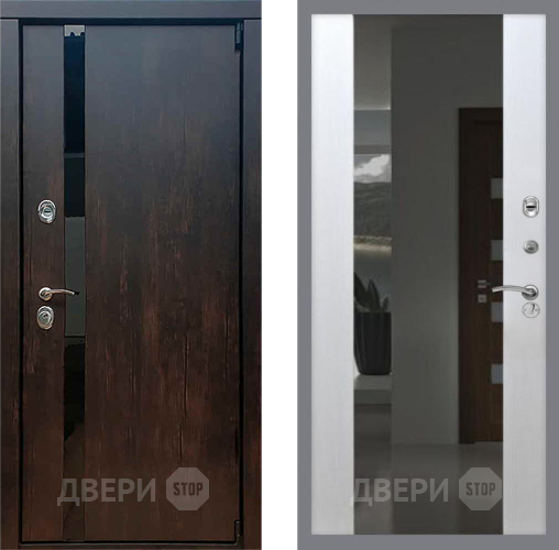 Входная металлическая Дверь Рекс (REX) 26 СБ-16 Зеркало Белый ясень в Апрелевке