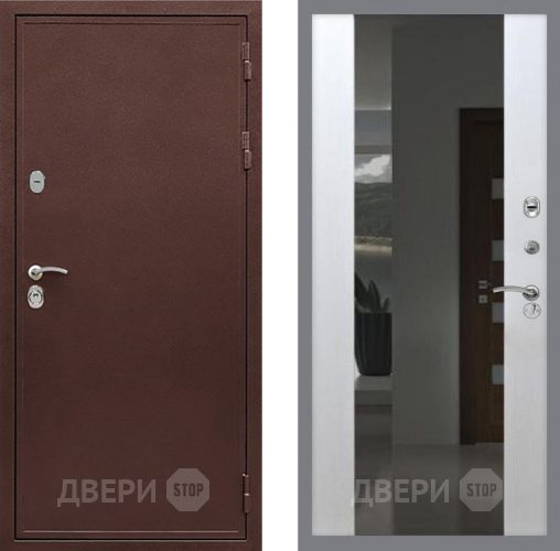 Входная металлическая Дверь Рекс (REX) 5 металл 3 мм СБ-16 Зеркало Белый ясень в Апрелевке