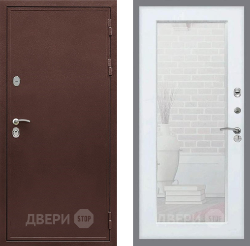 Дверь Рекс (REX) 5 металл 3 мм Зеркало Пастораль Белый ясень в Апрелевке