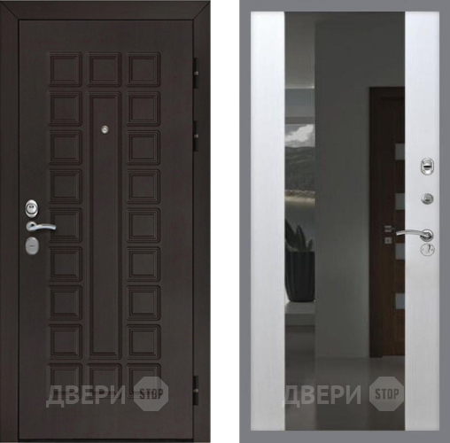Входная металлическая Дверь Рекс (REX) Сенатор Cisa СБ-16 Зеркало Белый ясень в Апрелевке